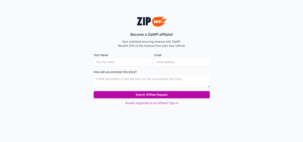 ZipWP Affiliate Page