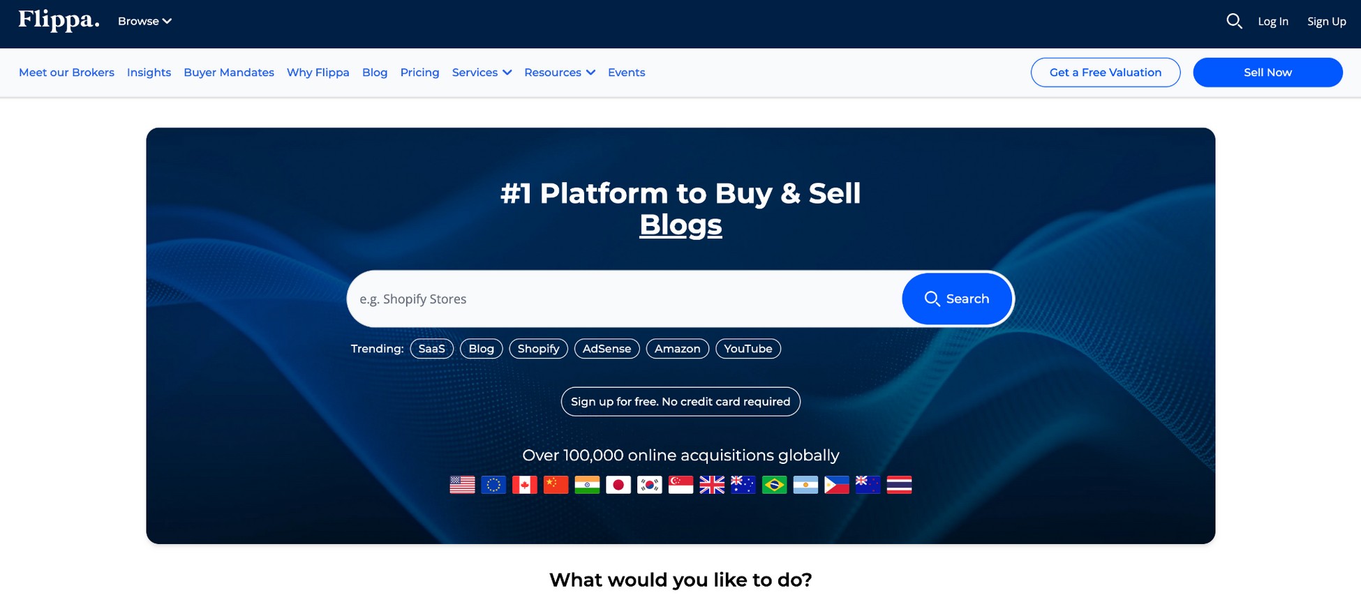 flippa homepage