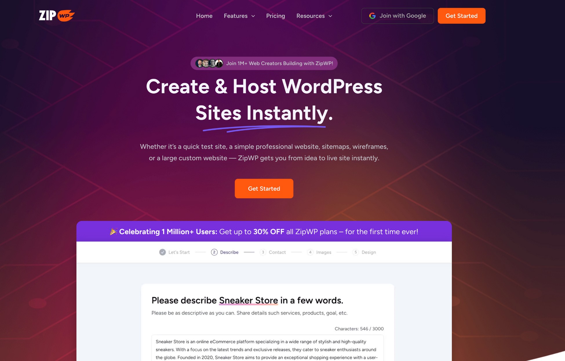 ZipWP homepage