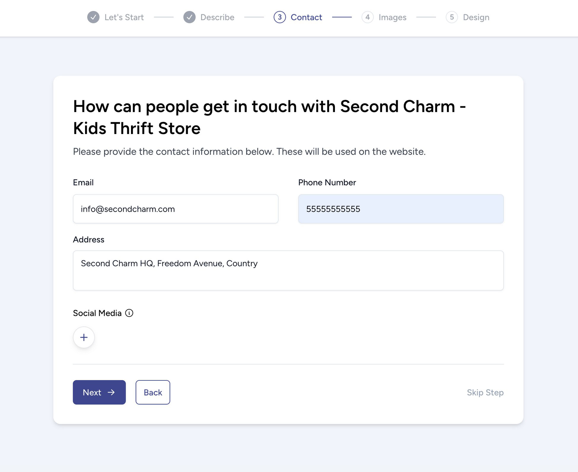 add contact information