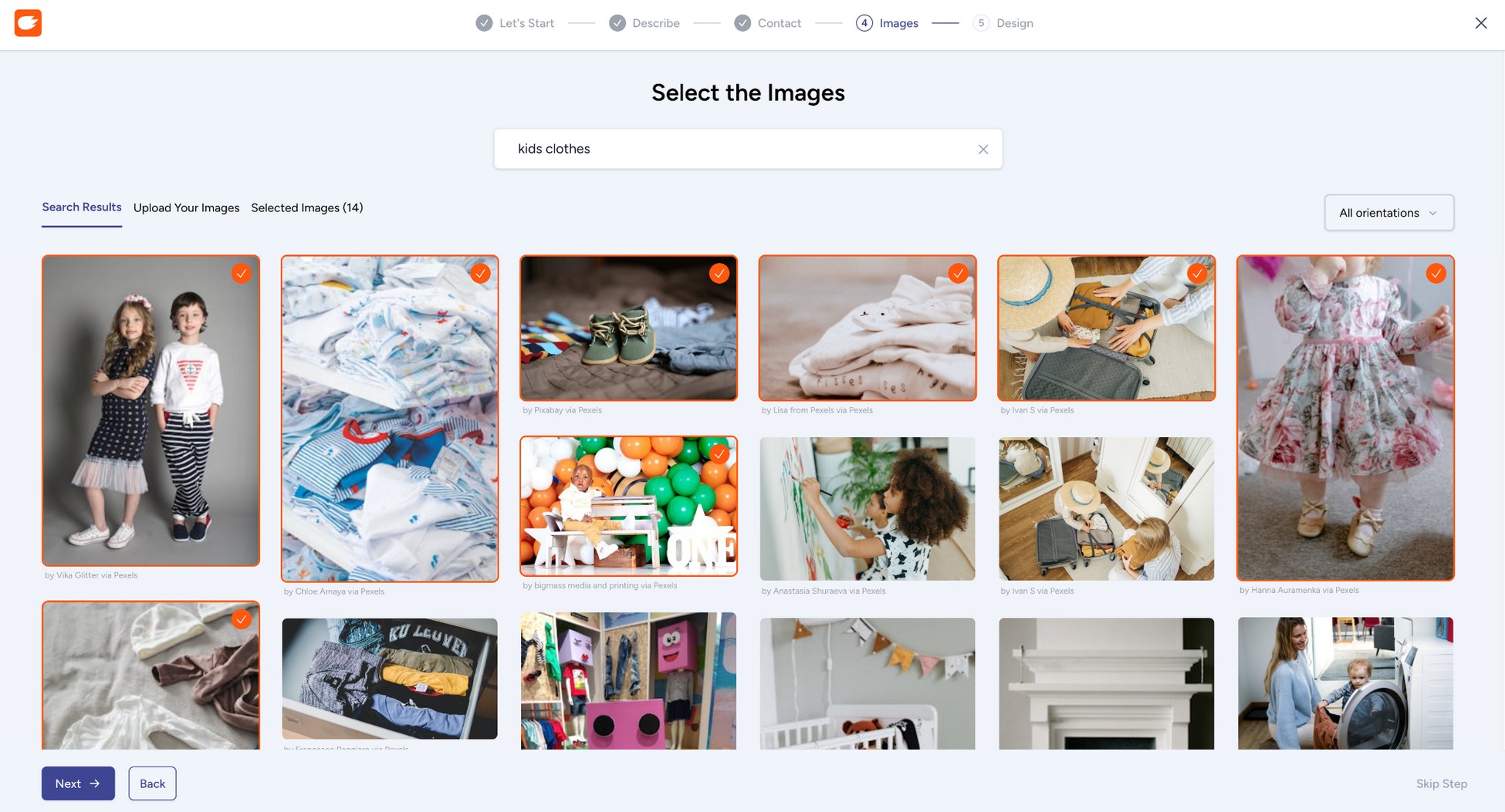 choose images for your site