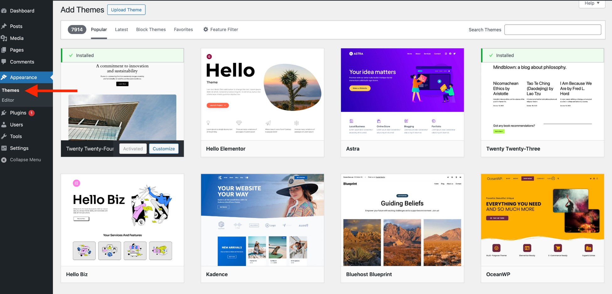 install wordpress theme